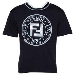 Fendi Black Embossed Logo Print Cotton Fendirama T-Shirt M