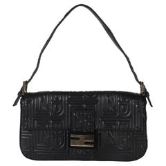 Fendi Black Embossed Nappa 1997 Re Edition Baguette