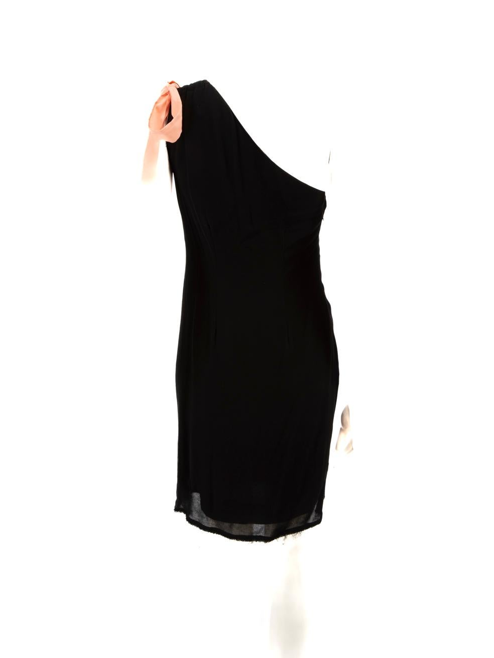 Fendi Black Embroidered One Shouldered Dress Size XS In Good Condition For Sale In London, GB