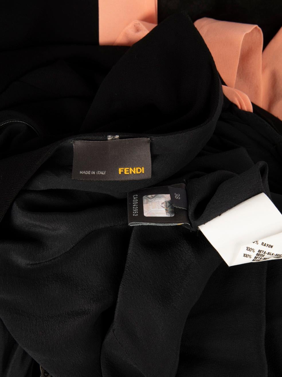 Fendi Black Embroidered One Shouldered Dress Size XS For Sale 2