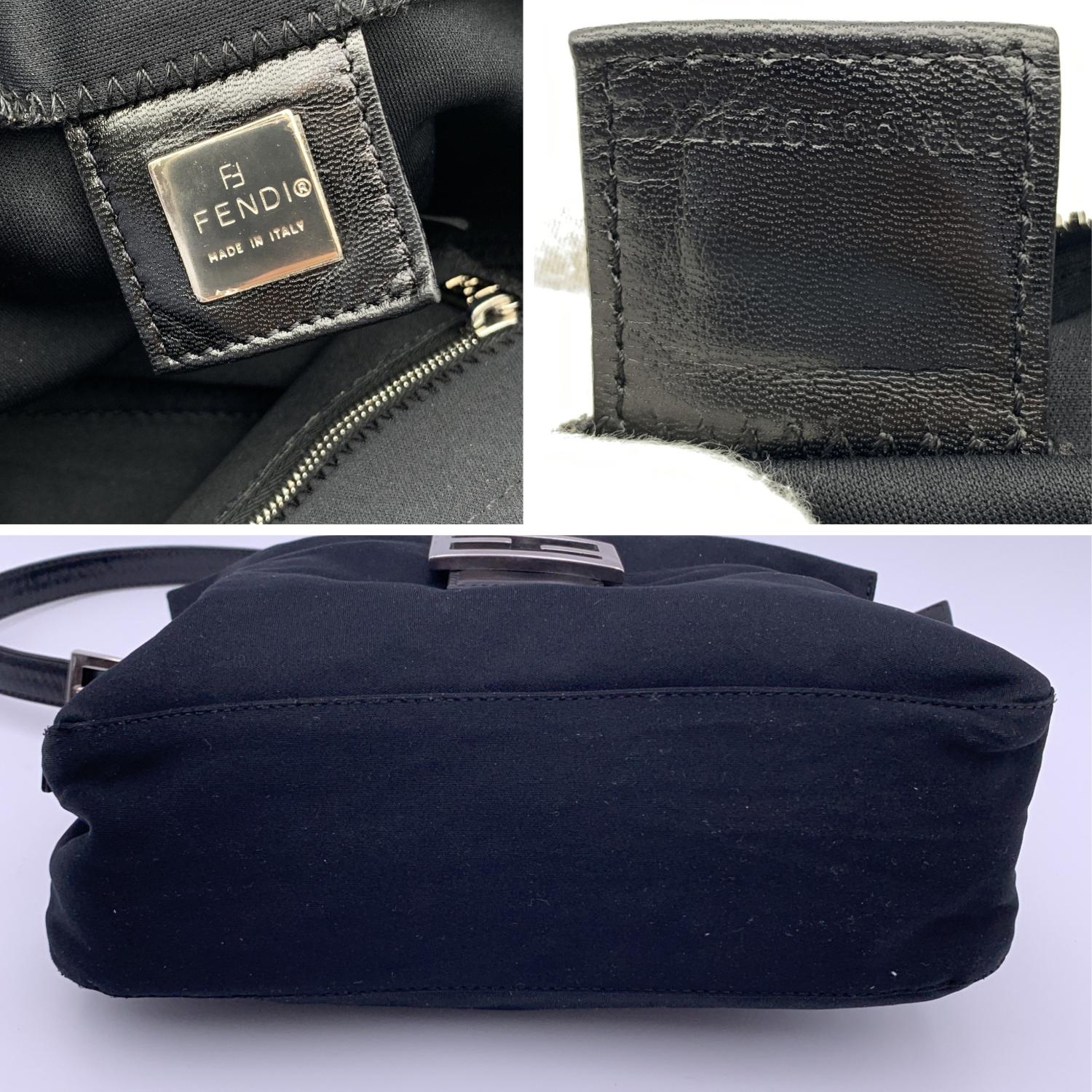 Women's Fendi Black Fabric Front Pocket Baguette Shoulder Bag Handbag For Sale