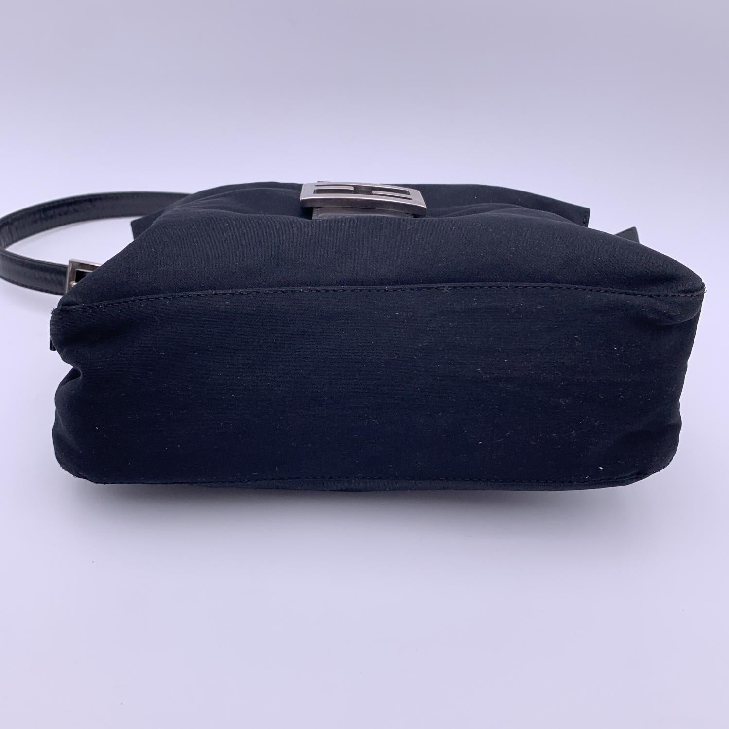 Fendi Black Fabric Front Pocket Baguette Shoulder Bag Handbag For Sale 2