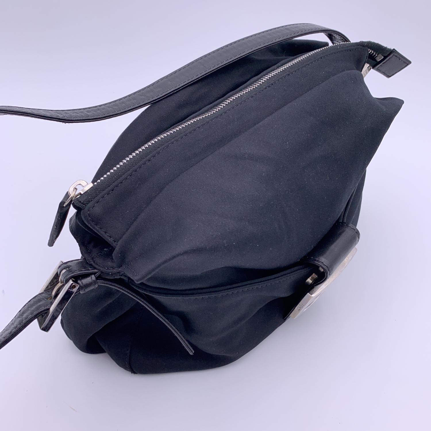 Fendi Black Fabric Front Pocket Baguette Shoulder Bag Handbag For Sale 3