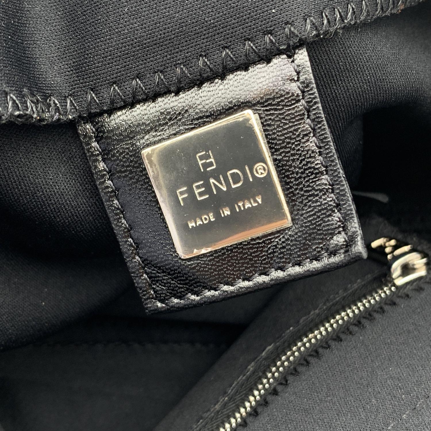 Fendi Black Fabric Front Pocket Baguette Shoulder Bag Handbag For Sale 4