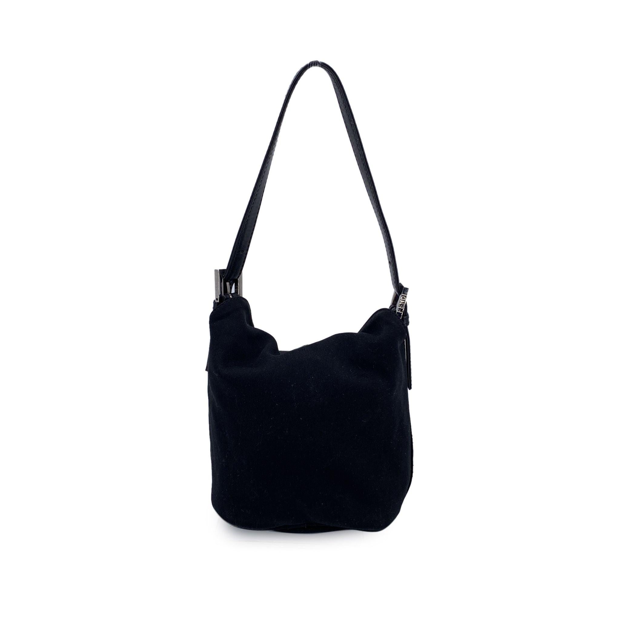 Women's Fendi Black Fabric Mini Baguette Shoulder Bag Handbag For Sale