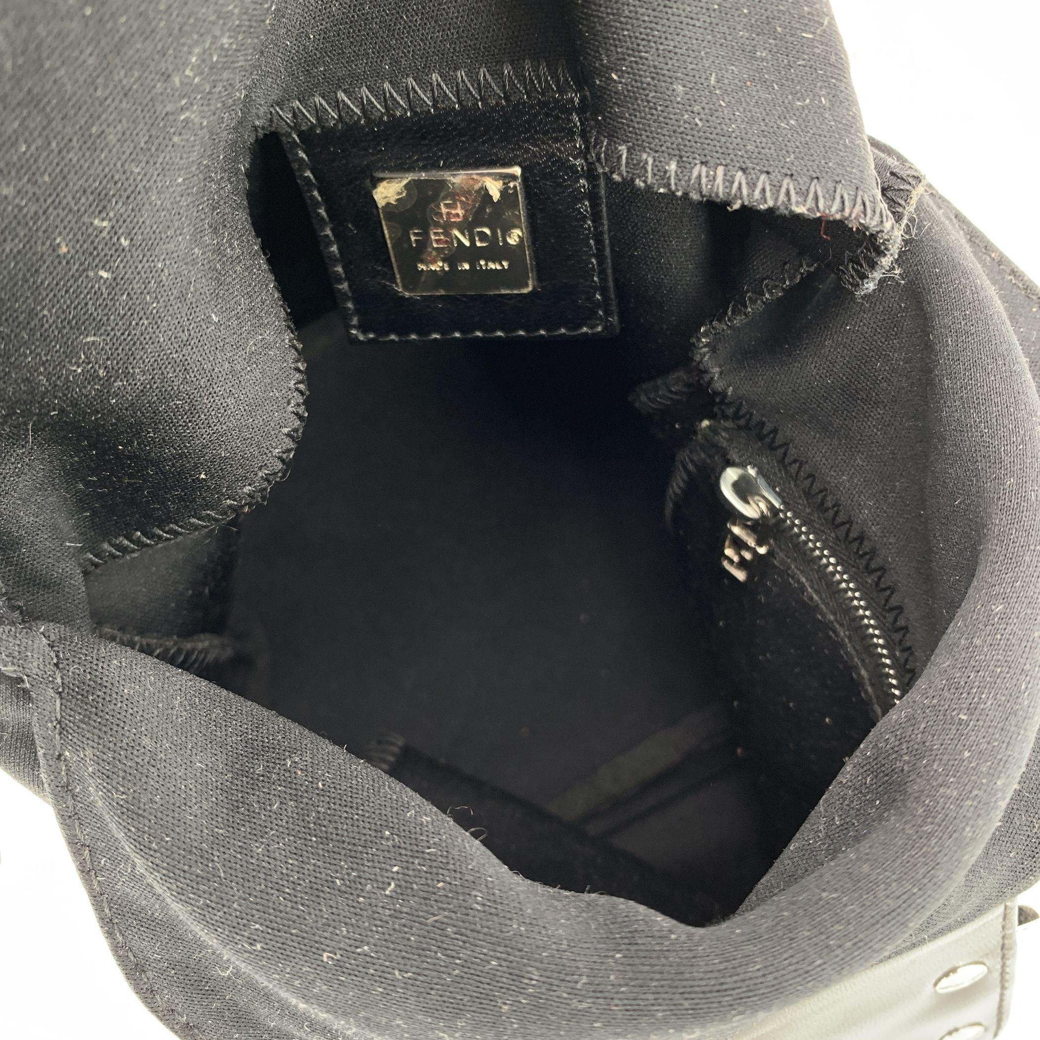 Fendi Black Fabric Mini Baguette Shoulder Bag Handbag For Sale 1