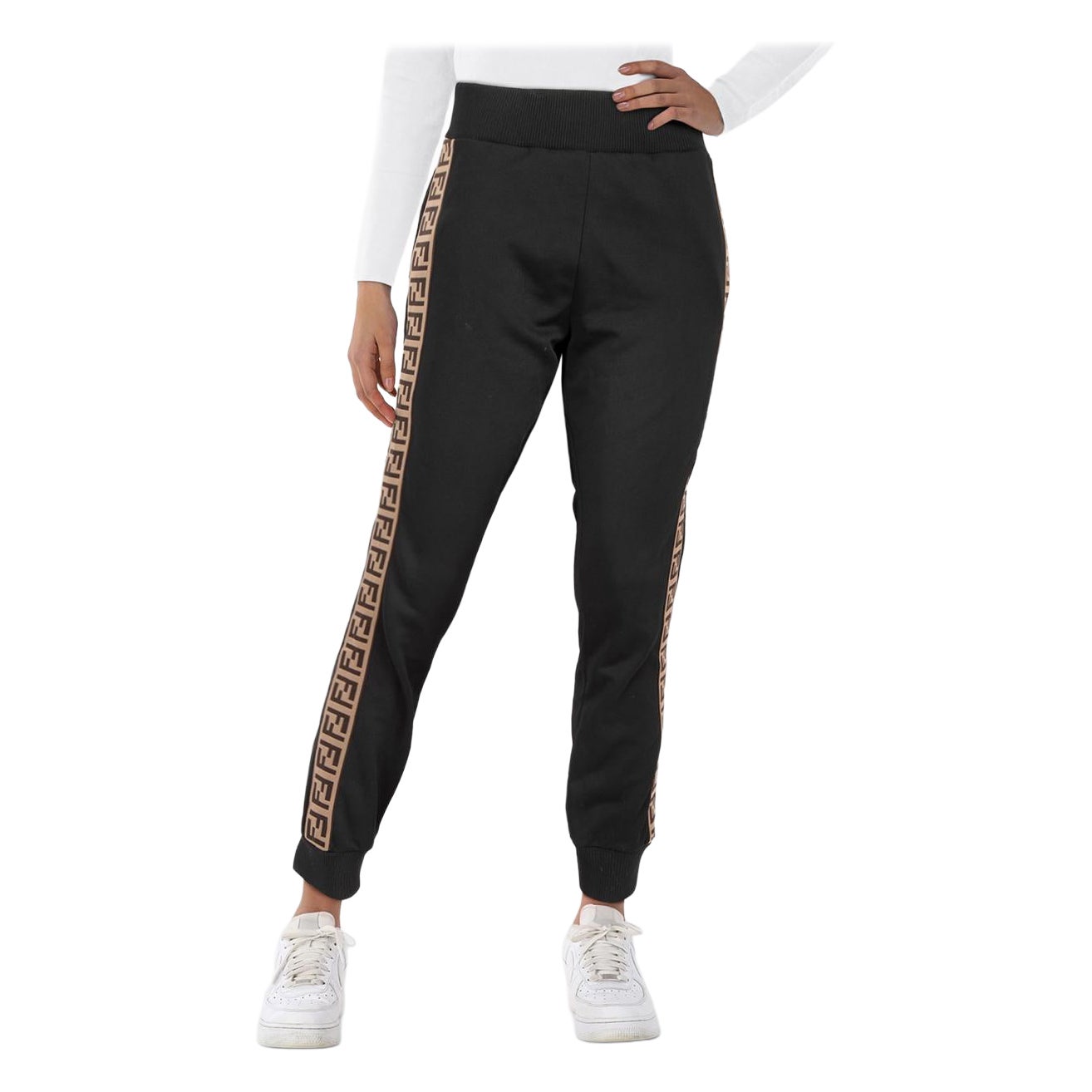 Fendi Negro Fendirama Logo Detail Joggers Talla XS