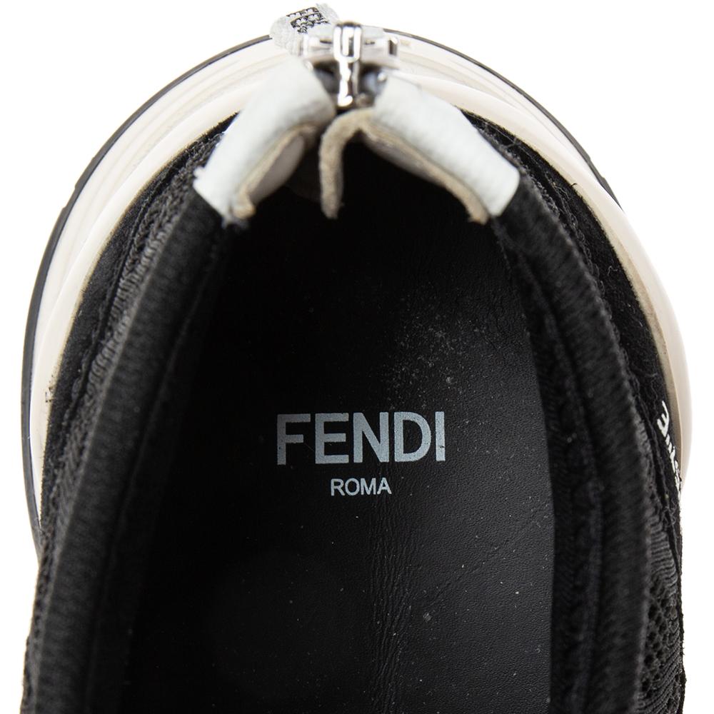 Women's Fendi Black FF Logo Knit Fabric High Top Sneakers Size 38
