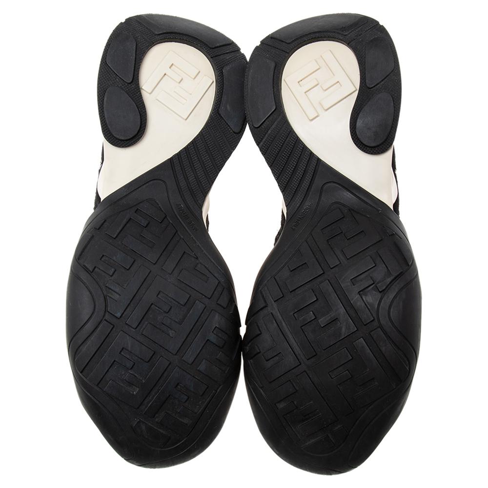 Fendi Black FF Logo Knit Fabric High Top Sneakers Size 38 3