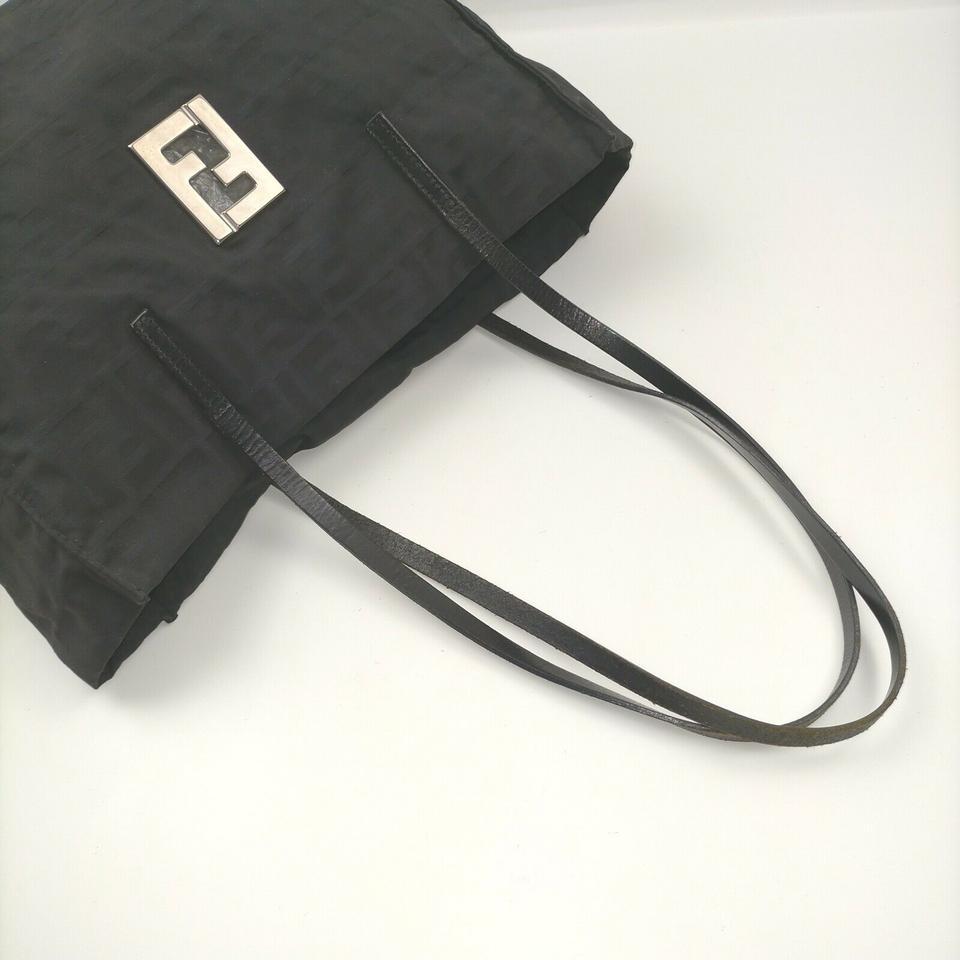 Women's Fendi Black FF Logo Monogram Zucca Tote Bag 862790 For Sale