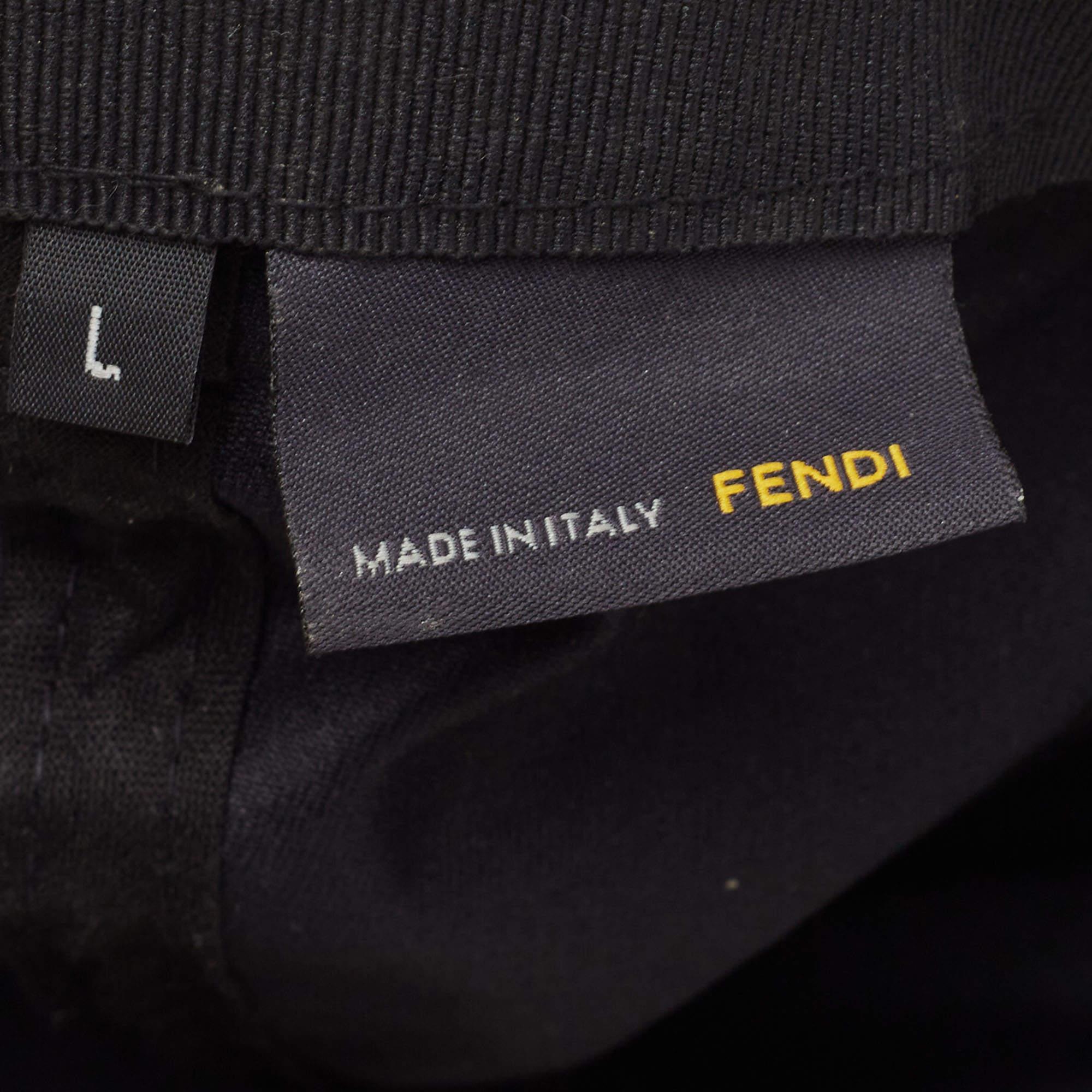 Women's Fendi Black FF Patterned Nylon Blend Cap L