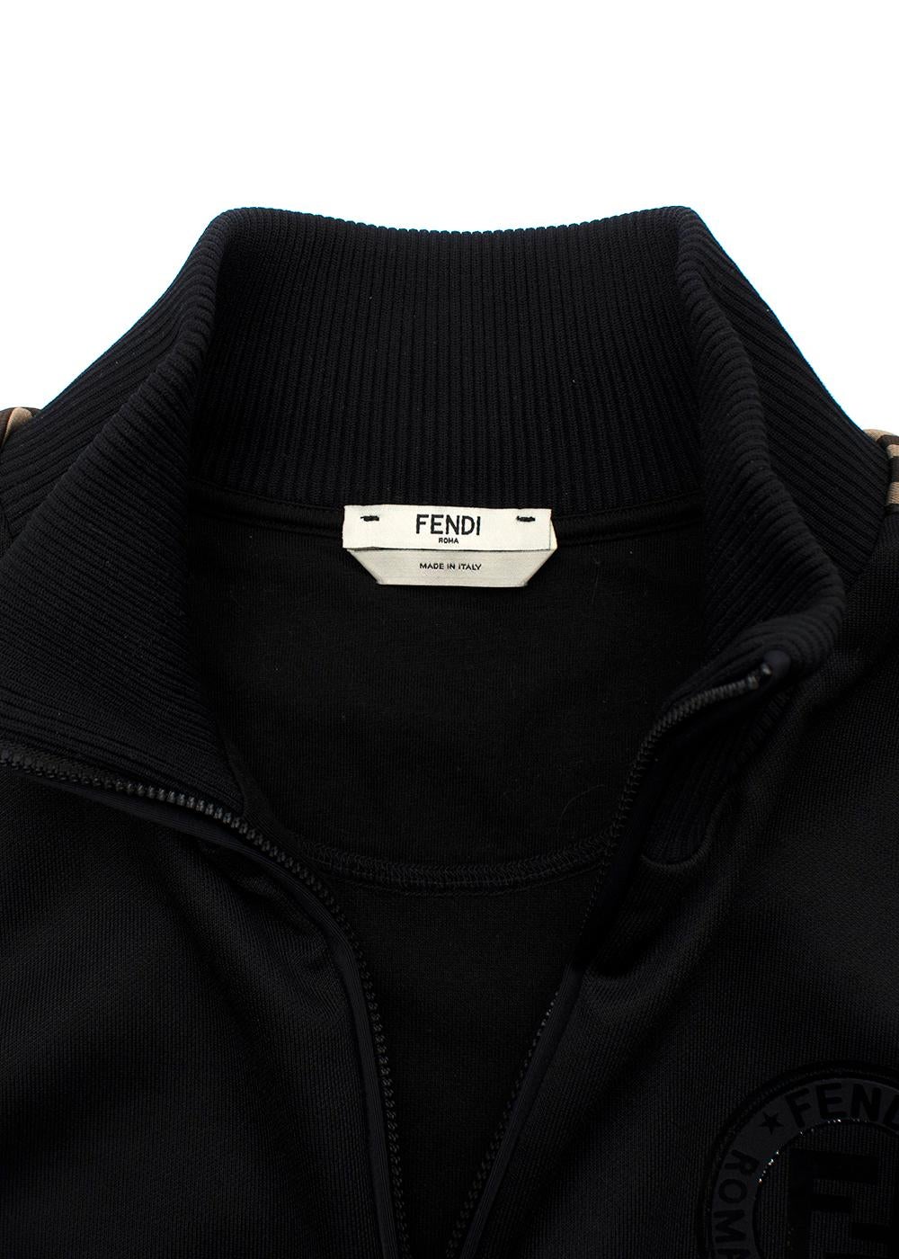 Fendi Black FF Trimmed Track Jacket (US 12) & Joggers (US 10) For Sale 5