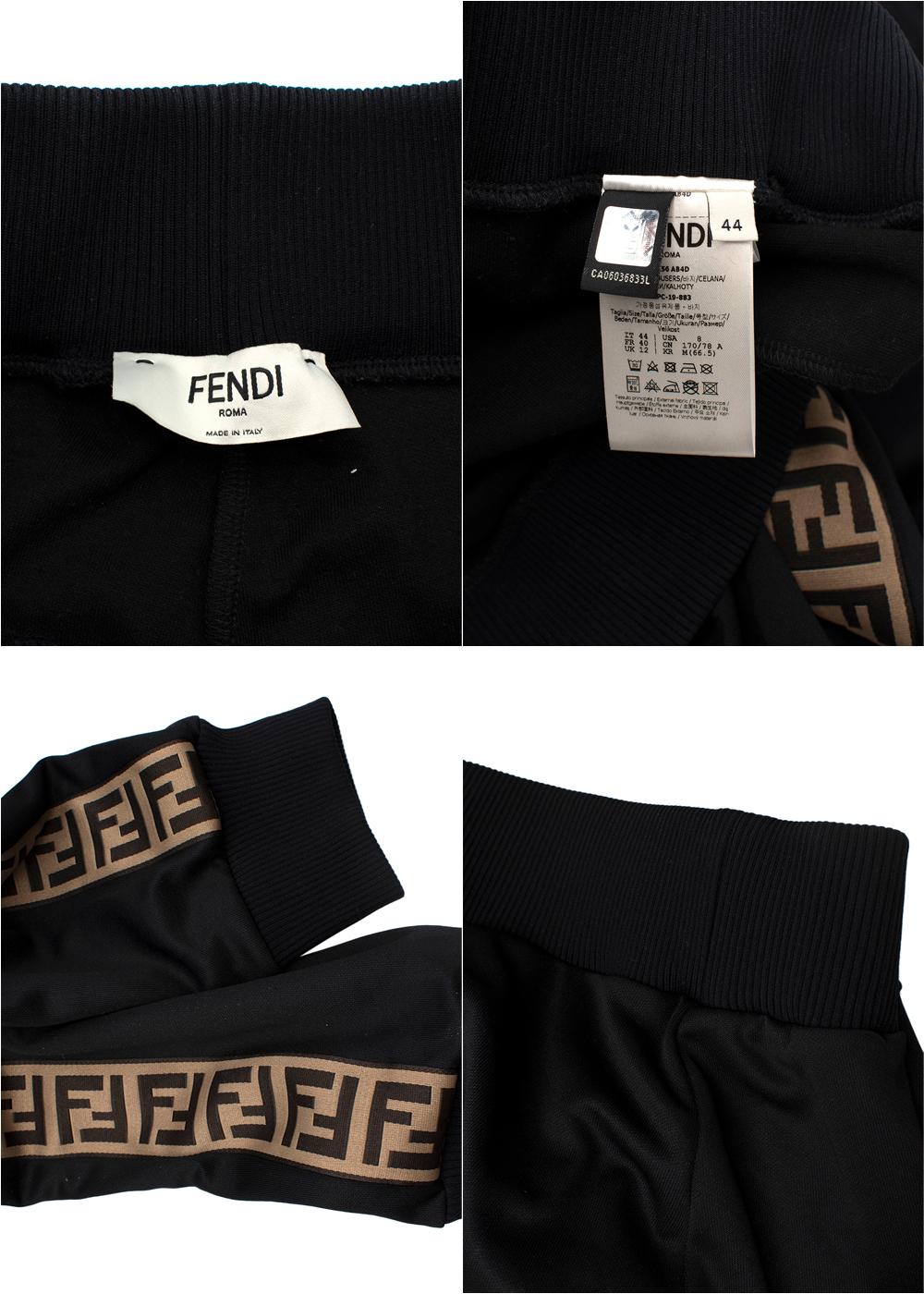 Fendi Black FF Trimmed Track Jacket (US 12) & Joggers (US 10) For Sale 7