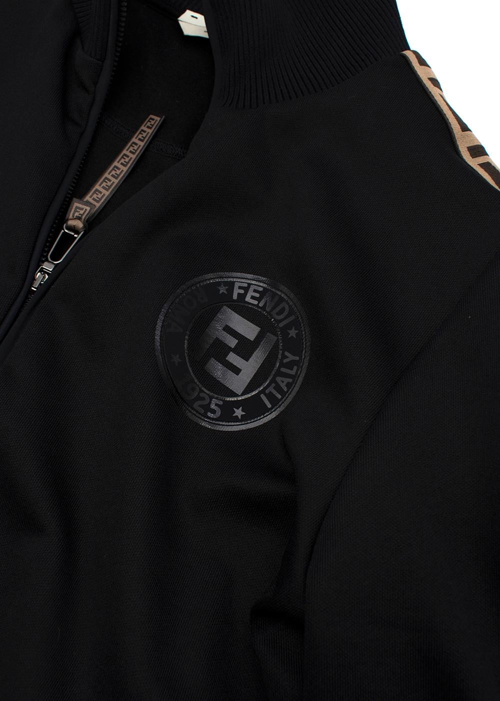 Fendi Black FF Trimmed Track Jacket (US 12) & Joggers (US 10) For Sale 1