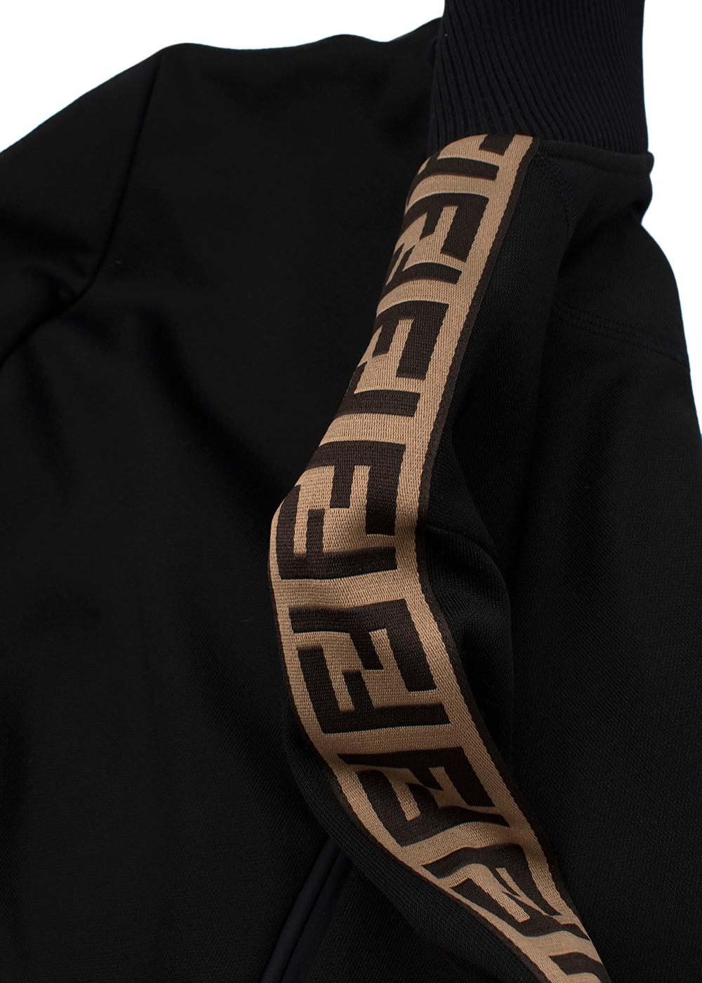 Fendi Black FF Trimmed Track Jacket (US 12) & Joggers (US 10) For Sale 2