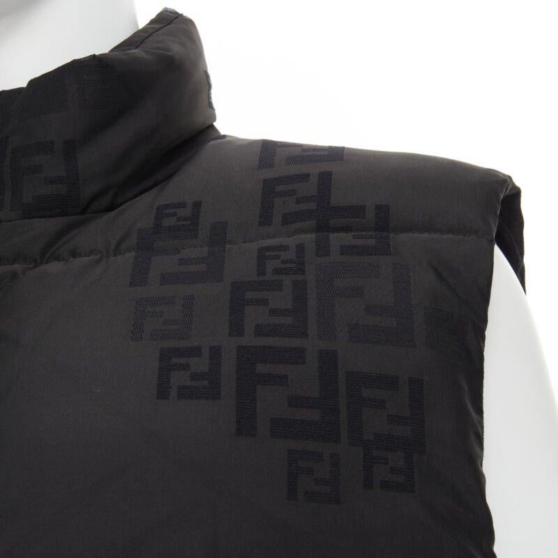 FENDI black FF Zucca monogram black goose down padded vest IT54 2XL In New Condition For Sale In Hong Kong, NT