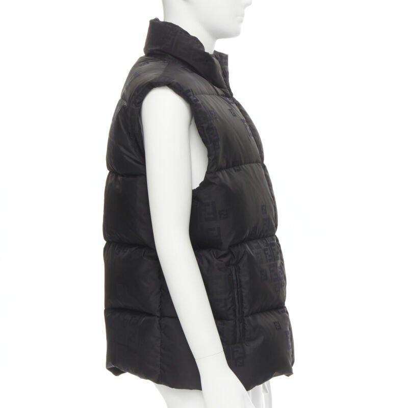 FENDI black FF Zucca monogram black goose down padded vest IT54 2XL For Sale 1