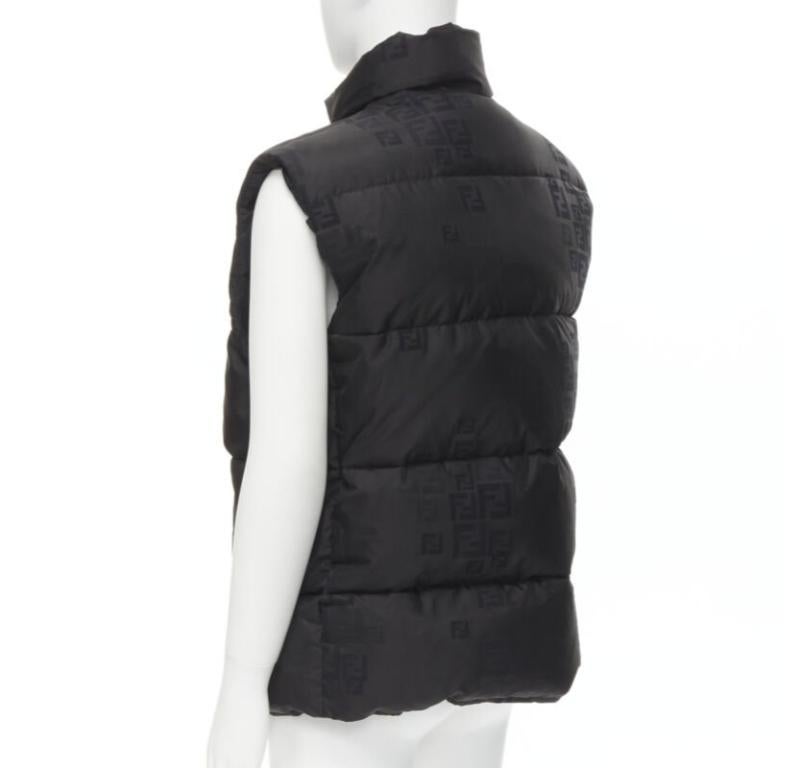 Fendi nero FF Zucca monogram nero gilet imbottito in piuma d'oca IT54 2XL in vendita 1