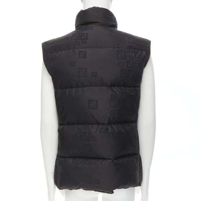 FENDI black FF Zucca monogram black goose down padded vest IT54 2XL For Sale 2