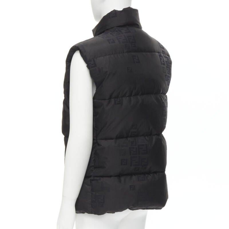 FENDI black FF Zucca monogram black goose down padded vest IT54 2XL For Sale 3
