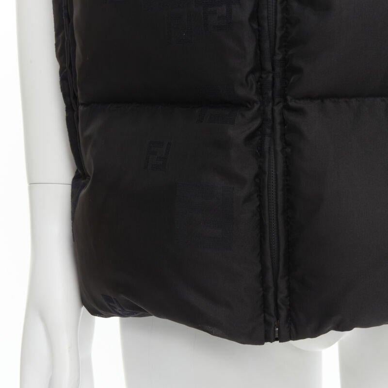 FENDI black FF Zucca monogram black goose down padded vest IT54 2XL For Sale 4
