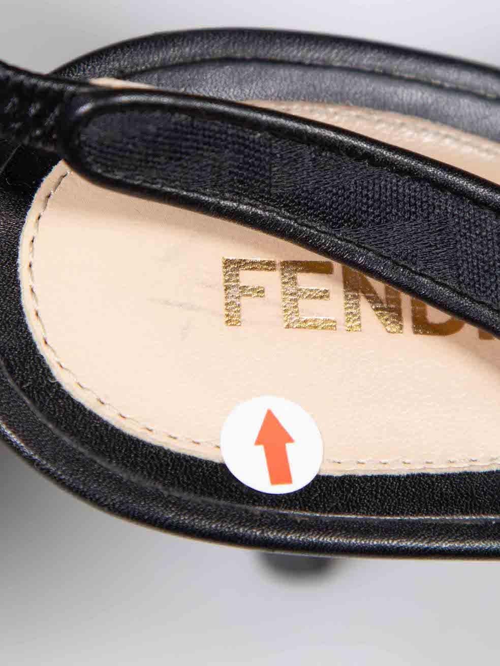 Fendi Noir FF Zucchino Slingback Sandals Size IT 38.5 en vente 1