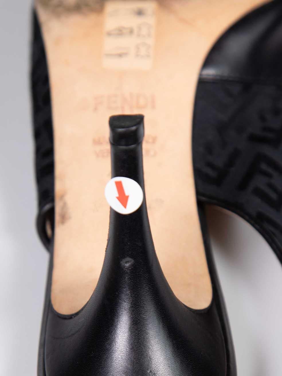 Fendi Black FF Zucchino Slingback Sandals Size IT 38.5 For Sale 2