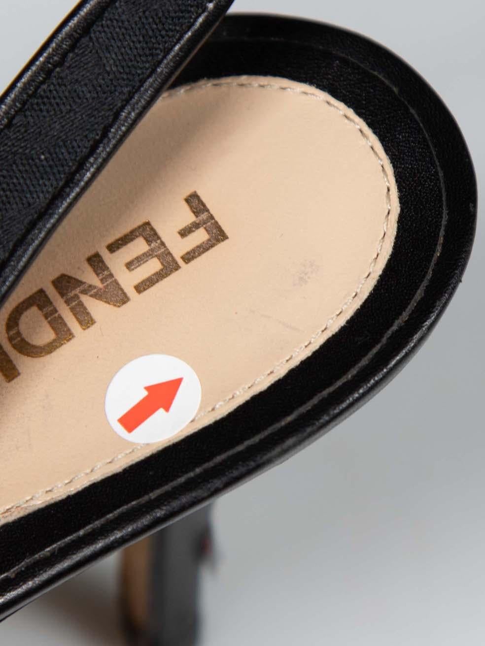 Fendi Noir FF Zucchino Slingback Sandals Size IT 38.5 en vente 3