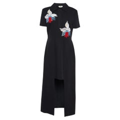 Fendi Black Floral Embroidered Crepe Cutout Detail Dress M