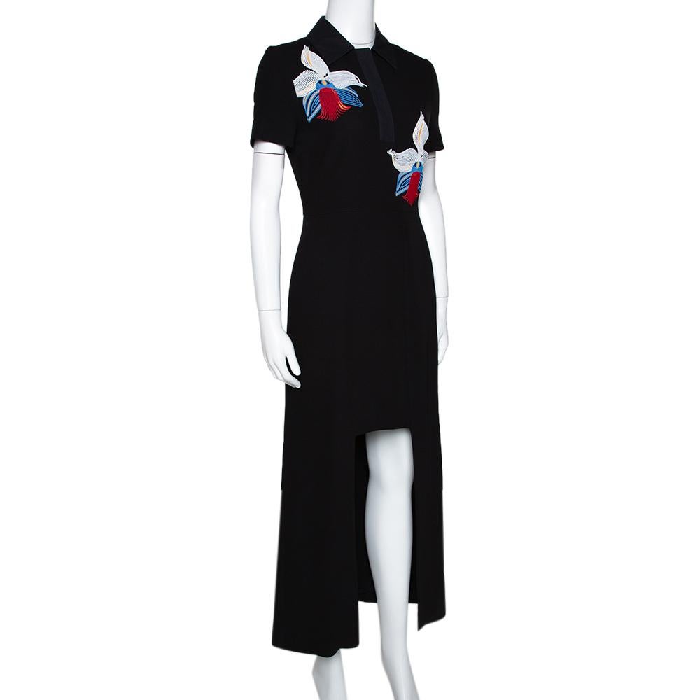 black floral embroidered dress