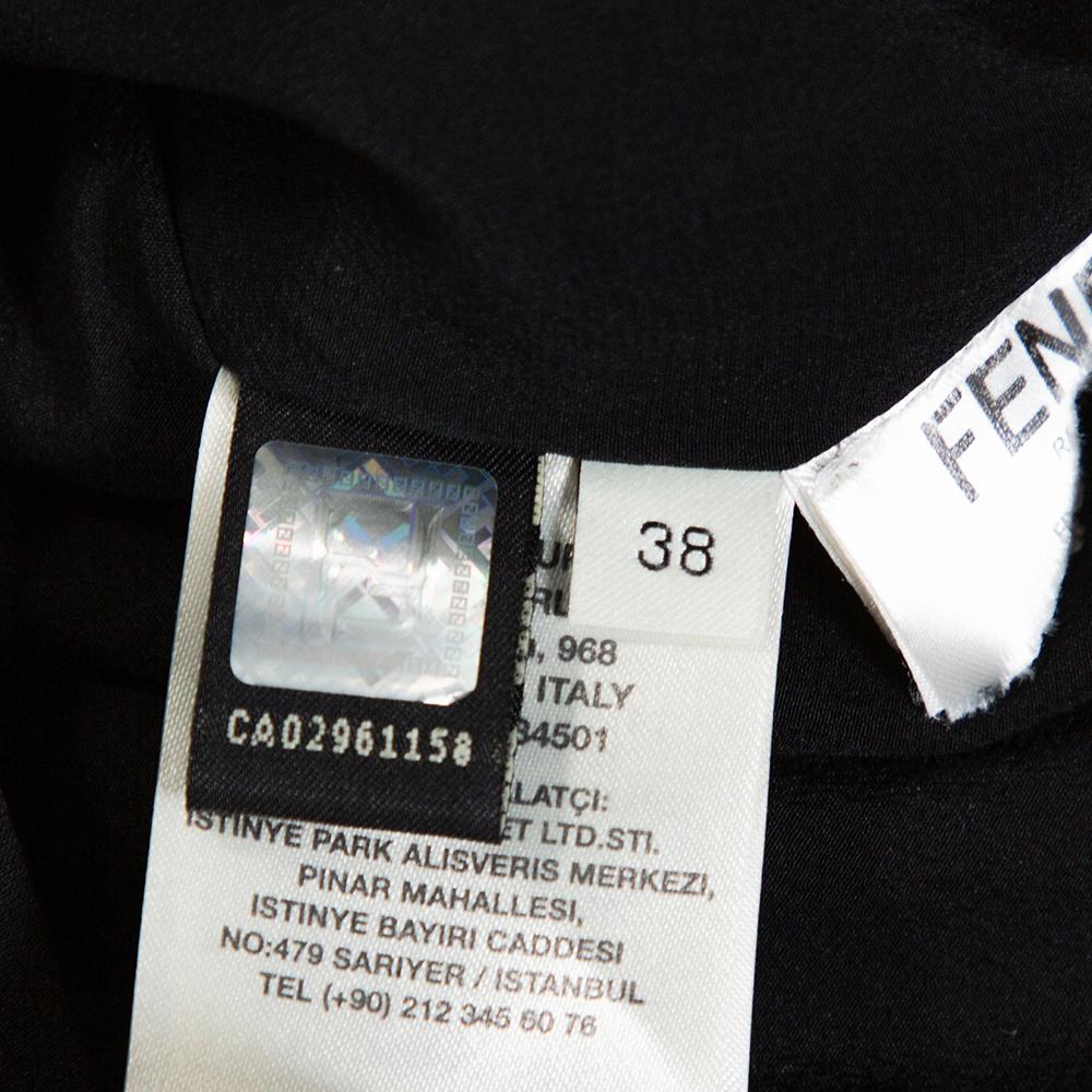 Women's Fendi Black Floral Embroidered Crepe Cutout Detail Dress S