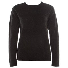 Fendi Black Floral Jacquard Lurex Knit Neck Tie Detail Sweater S