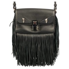 FENDI Black Fringe Leather Monster Mcro Baguette