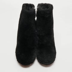 Fendi Black Fur Ankle Boots Size 39