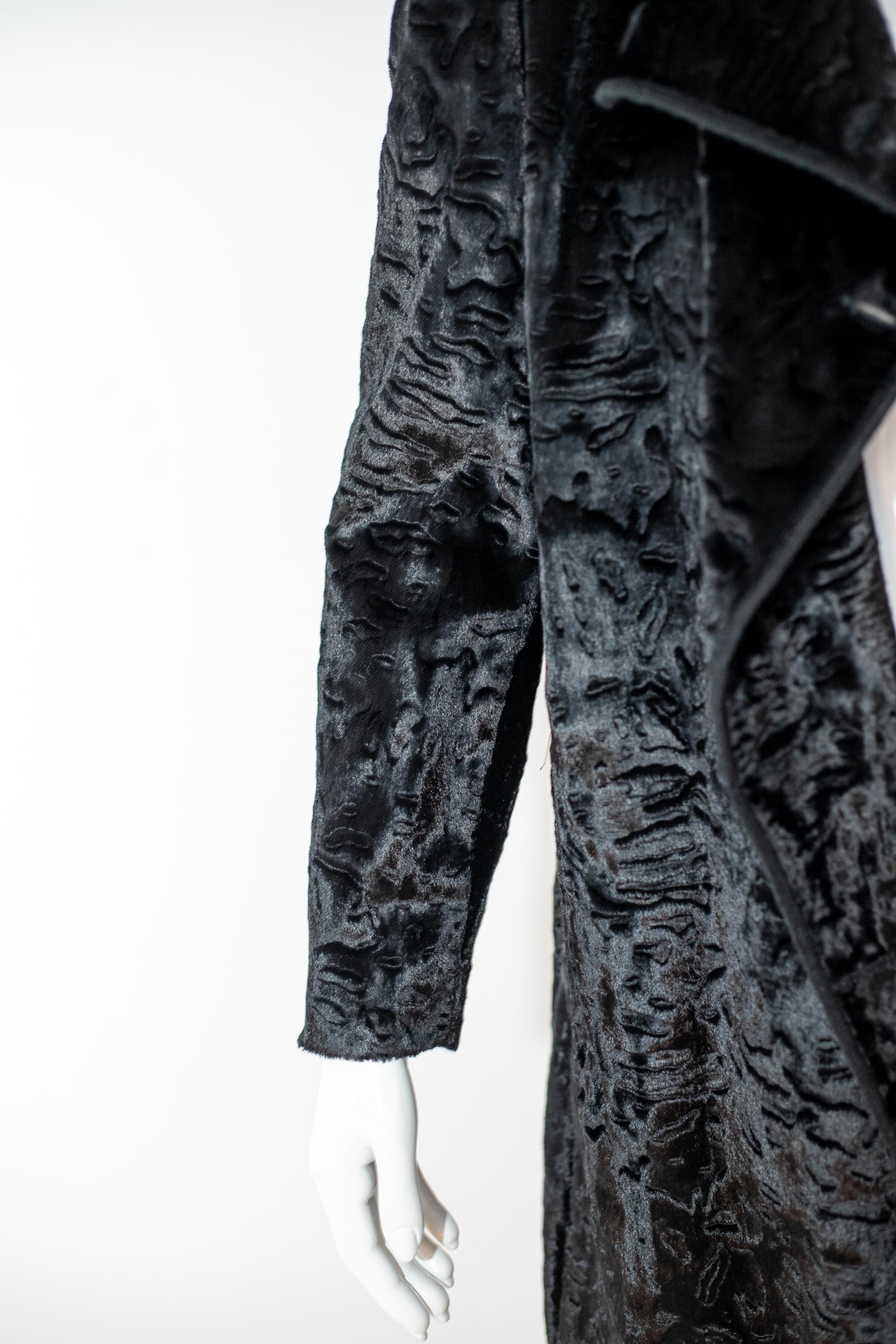 Fendi Black Fur Long Coat, Original Label For Sale 2