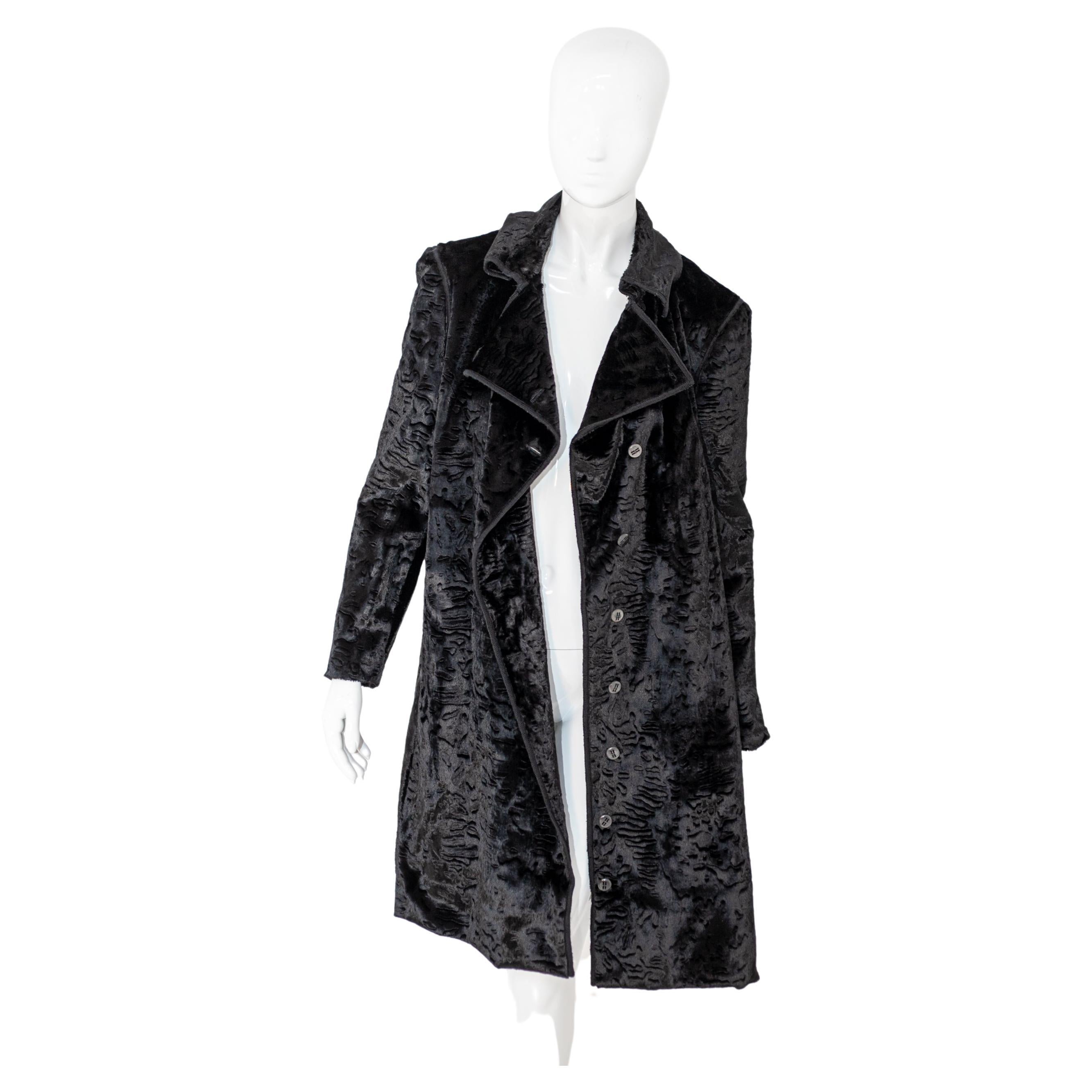 Fendi Black Fur Long Coat, Original Label For Sale