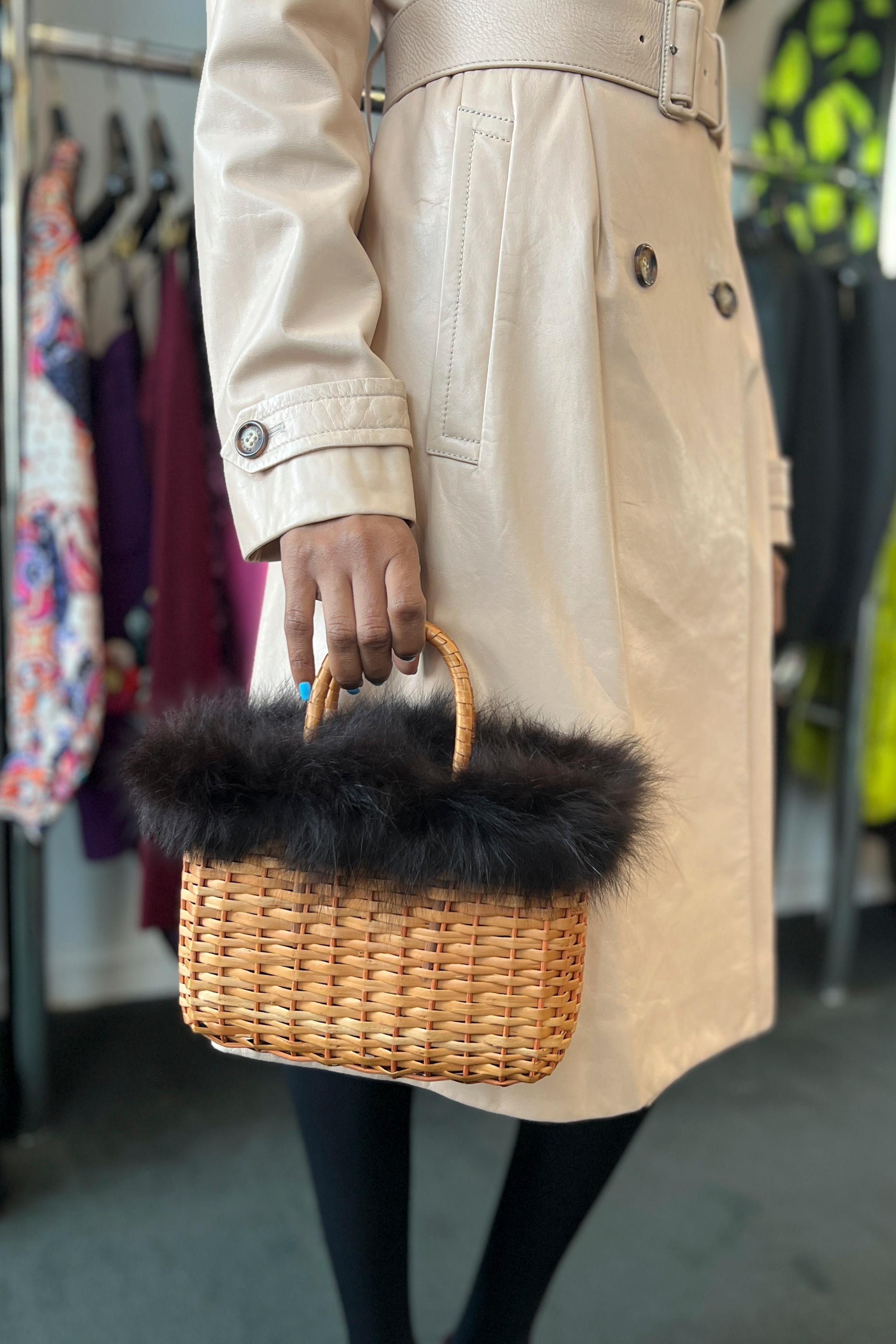 Women's Fendi Black Fur Woven Bag For Sale
