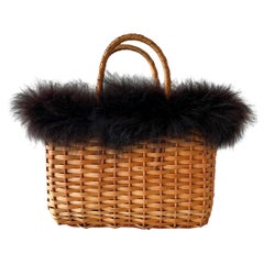 Fendi Black Fur Woven Bag