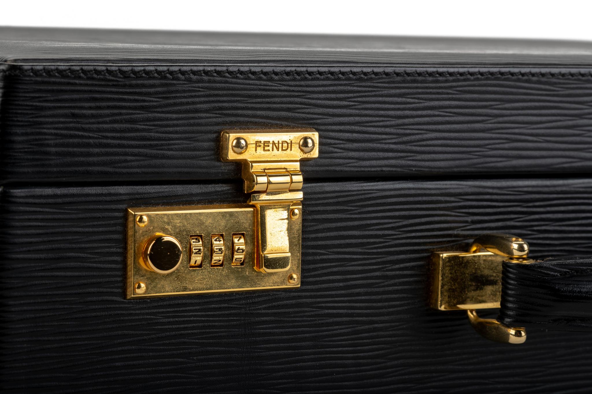 Fendi Black Gold Epi Leather Briefcase  1