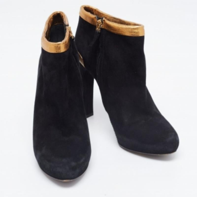 Fendi - Bottines à plateforme en cuir et daim noir/doré - Taille 39,5 Pour femmes en vente