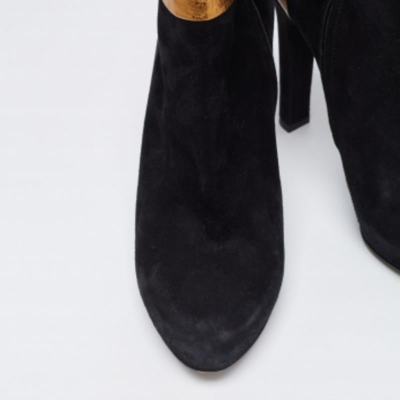 Fendi - Bottines à plateforme en cuir et daim noir/doré - Taille 39,5 en vente 1