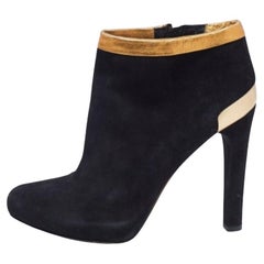 Fendi - Bottines à plateforme en cuir et daim noir/doré - Taille 39,5