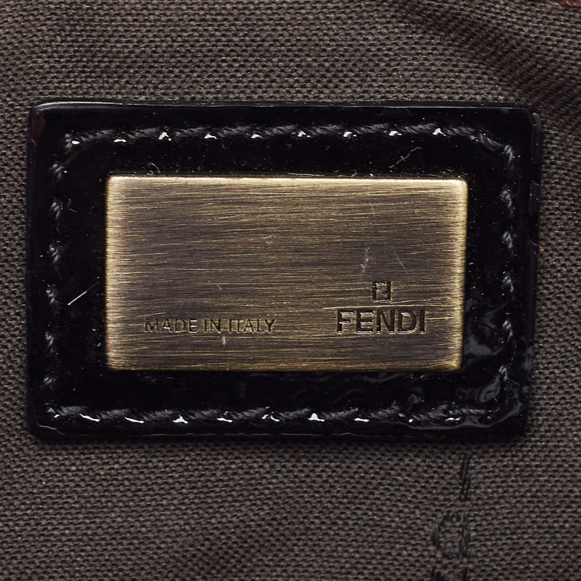 Fendi Black/Gold Patent and Leather B Clutch 8
