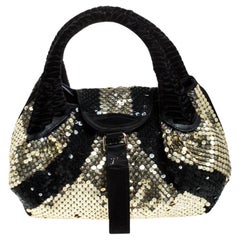 Fendi - Sac Spy à paillettes noir/or