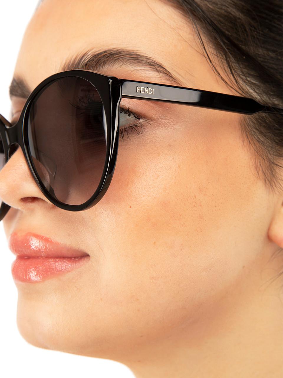 Fendi Black Gradient Smoke Cat Eye Sunglasses For Sale 2