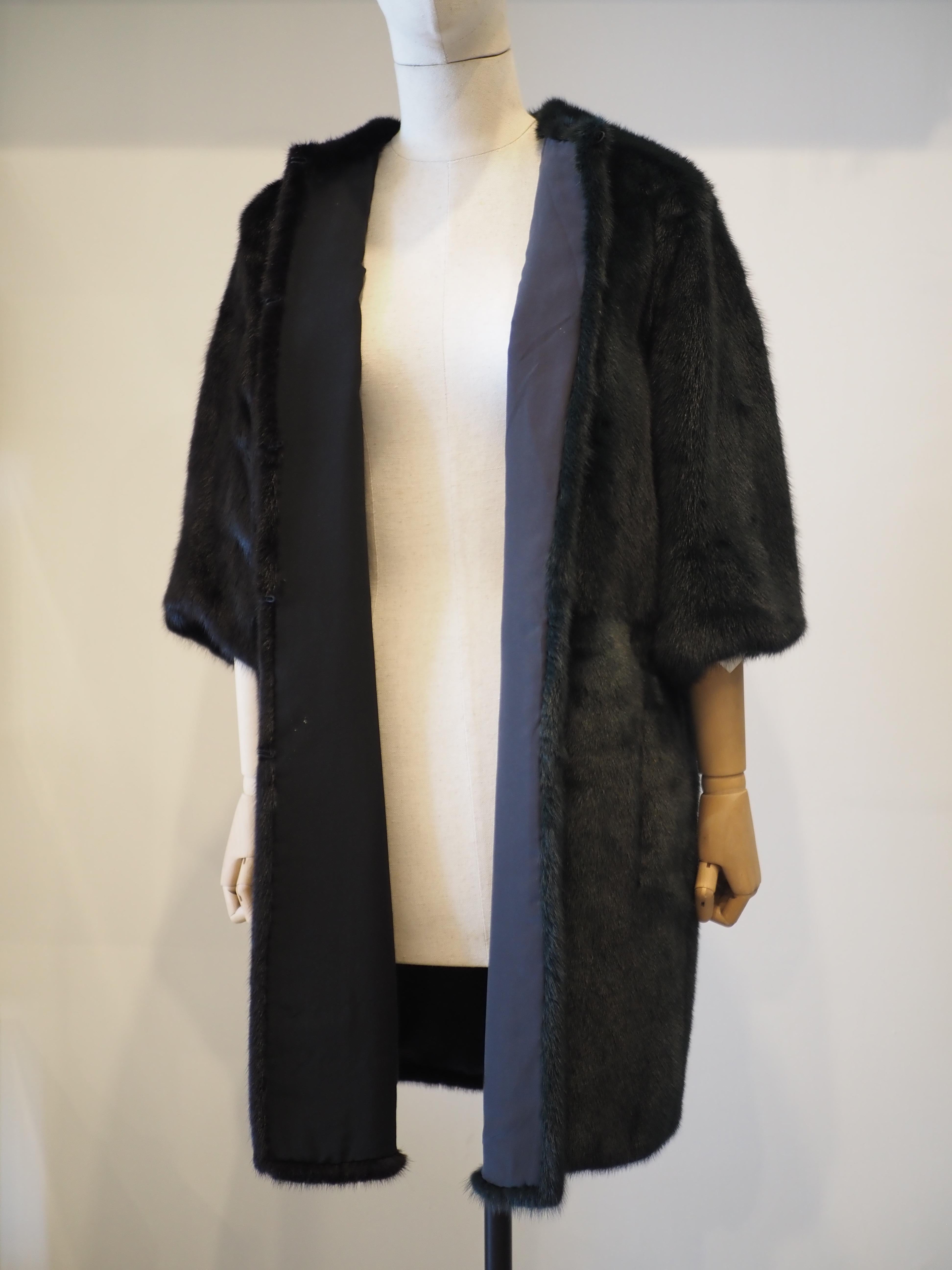 Fendi black green bicolour mink fur coat For Sale 11