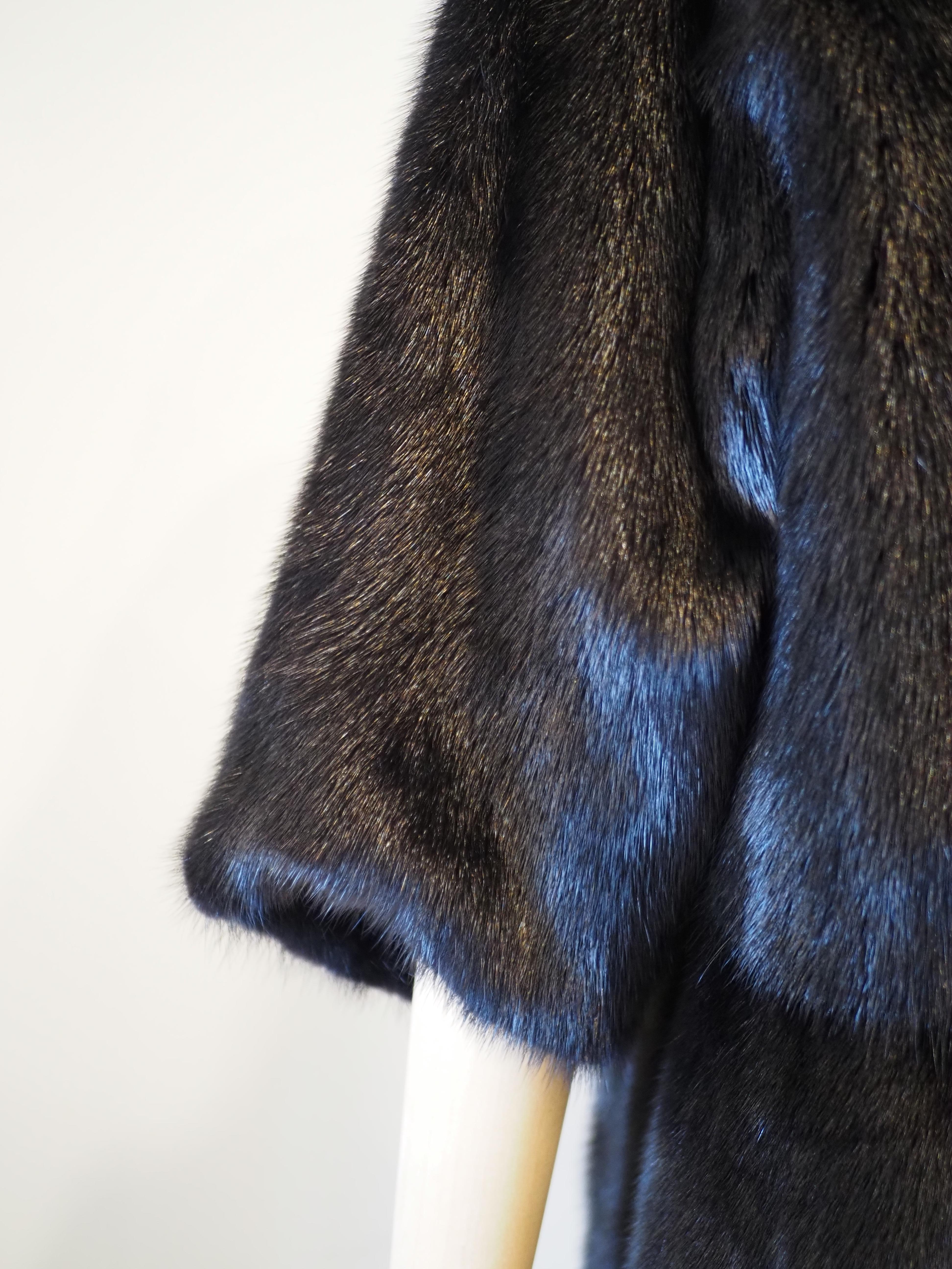 Fendi black green bicolour mink fur coat For Sale 1