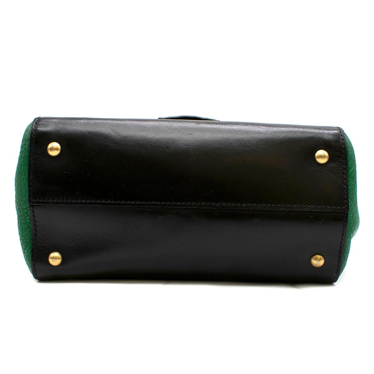 Women's Fendi Black & Green Leather Silvana Top-handle Shoulder Bag
