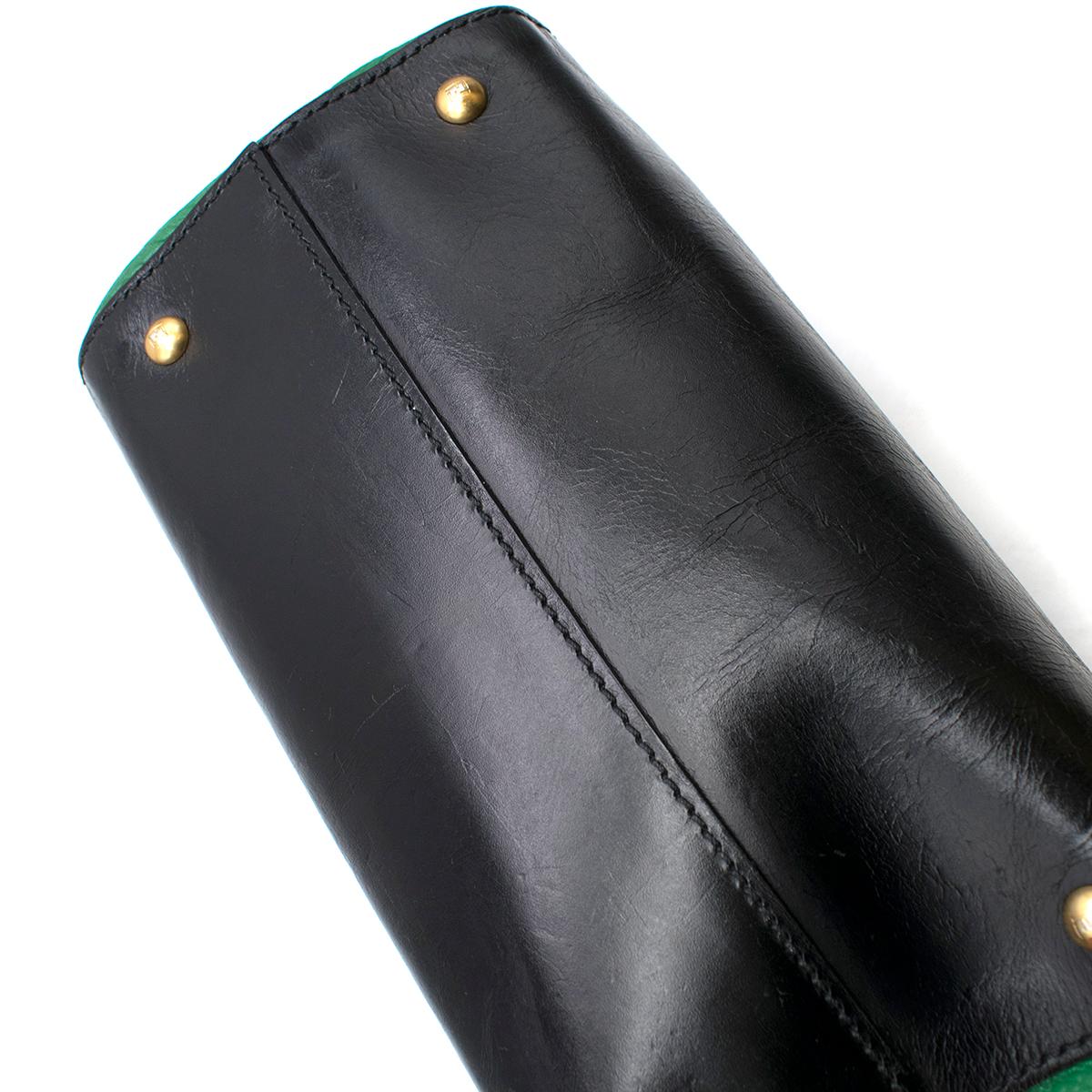 Fendi Black & Green Leather Silvana Top-handle Shoulder Bag 1