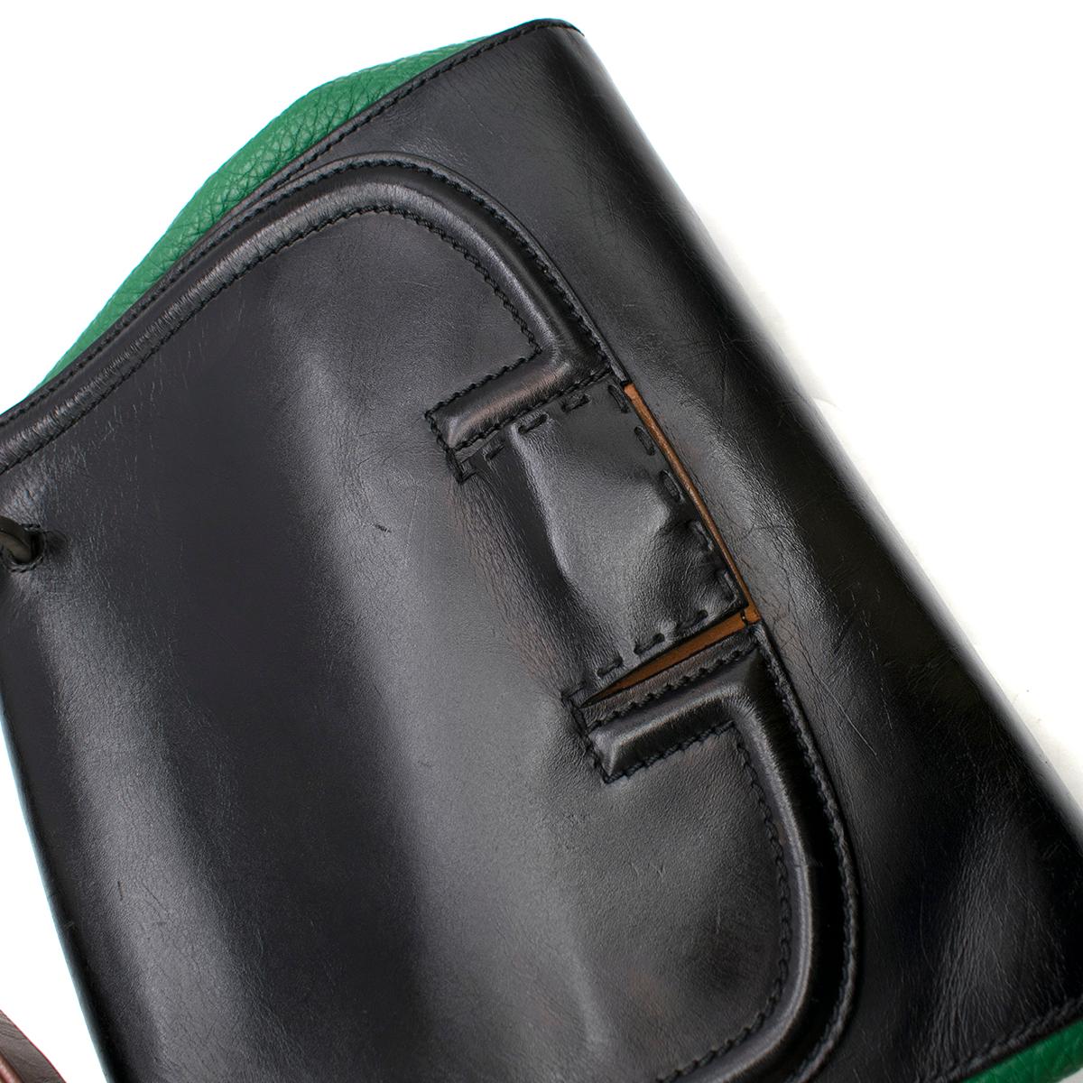 Fendi Black & Green Leather Silvana Top-handle Shoulder Bag 2